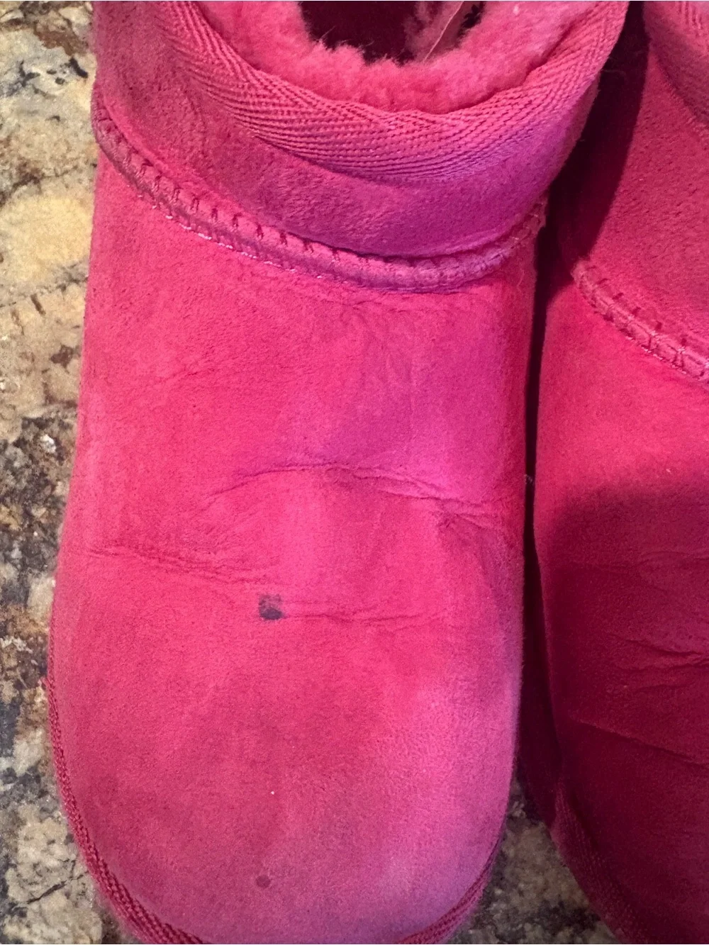UGG Kids Pink Plush Slip-On Slippers